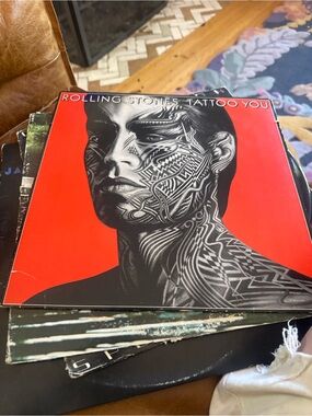 the Rolling Stones Red & Black Tattoo Portrait Art Poster